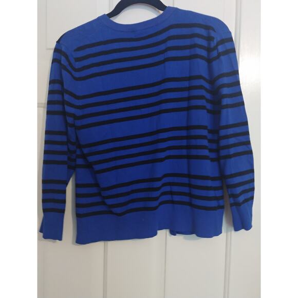 cable & gauge Cardigan Striped Button Down Medium Blue Black - Picture 4 of 4